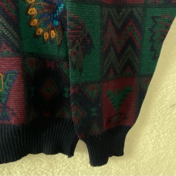 Tricots St Raphael vintage Indian Head Knit Wool Native American Sweater. L - Picture 4 of 13